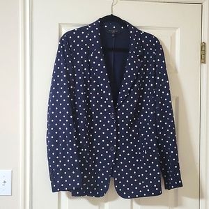 Talbots Ponte Navy Polka Dot Blazer 2x